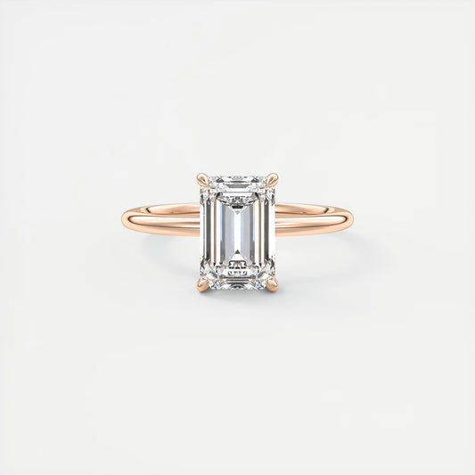 Aurora Hidden Halo Emerald Cut Diamond Engagement Ring