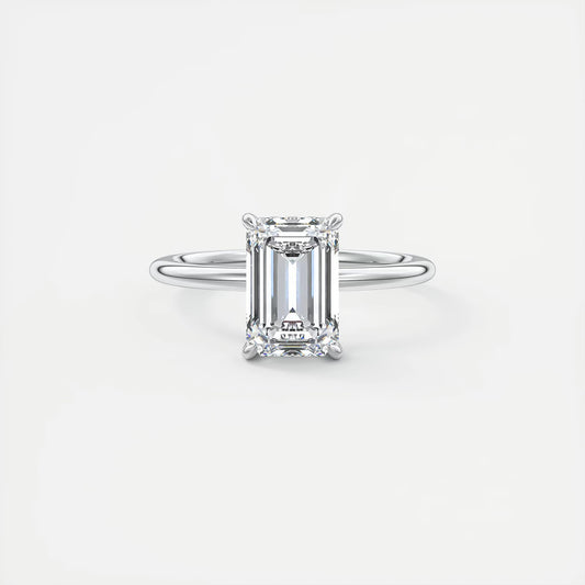 Aurora Hidden Halo Emerald Cut Diamond Engagement Ring