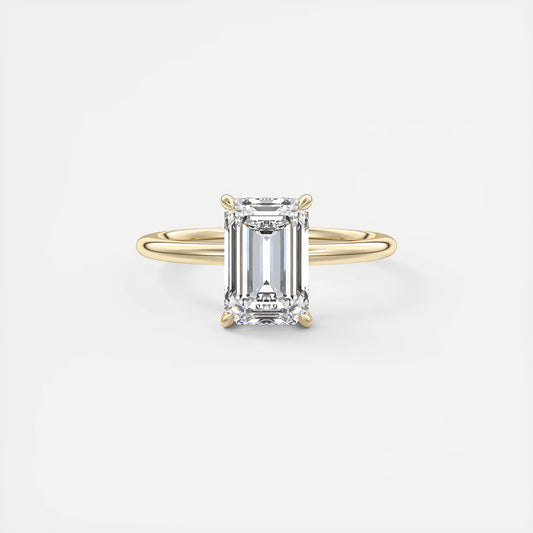 Aurora Hidden Halo Emerald Cut Diamond Engagement Ring