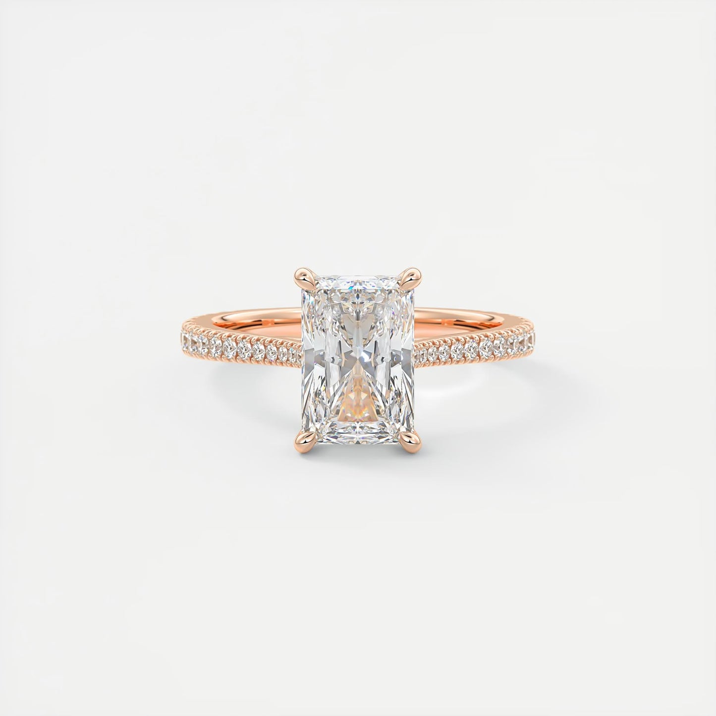Cathedra Hidden Halo Radiant Cut Diamond Engagement Ring