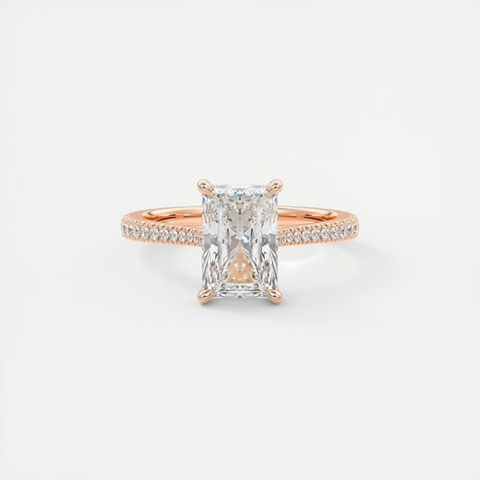 Cathedra Hidden Halo Radiant Cut Diamond Engagement Ring