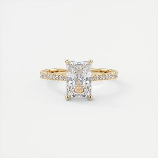 Cathedra Hidden Halo Radiant Cut Diamond Engagement Ring