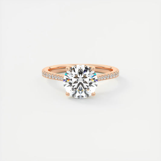 Cathedra Hidden Halo Round Cut Diamond Engagement Ring