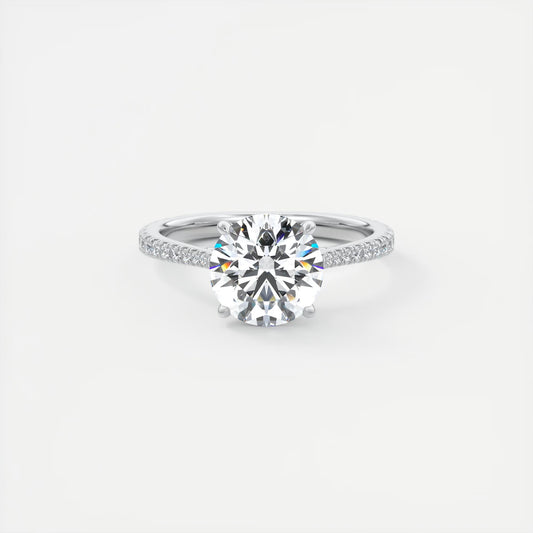 Cathedra Hidden Halo Round Cut Diamond Engagement Ring