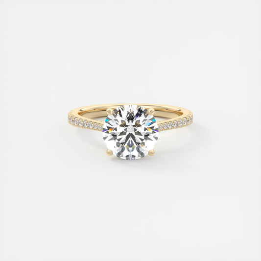 Cathedra Hidden Halo Round Cut Diamond Engagement Ring