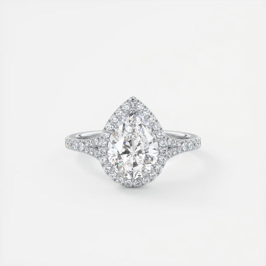 Grace Halo Pear Shape Diamond Engagement Ring