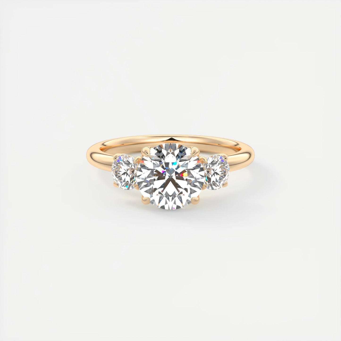 Luna Three Stone Round Cut Diamond Engagement Ring