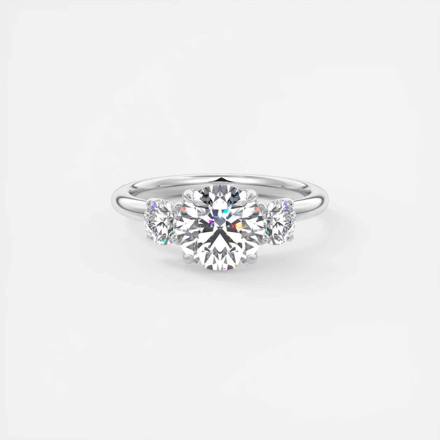 Luna Three Stone Round Cut Diamond Engagement Ring