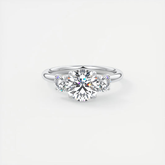 Luna Three Stone Round Cut Diamond Engagement Ring