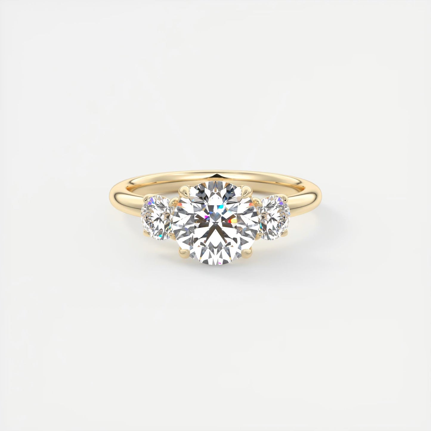 Luna Three Stone Round Cut Diamond Engagement Ring