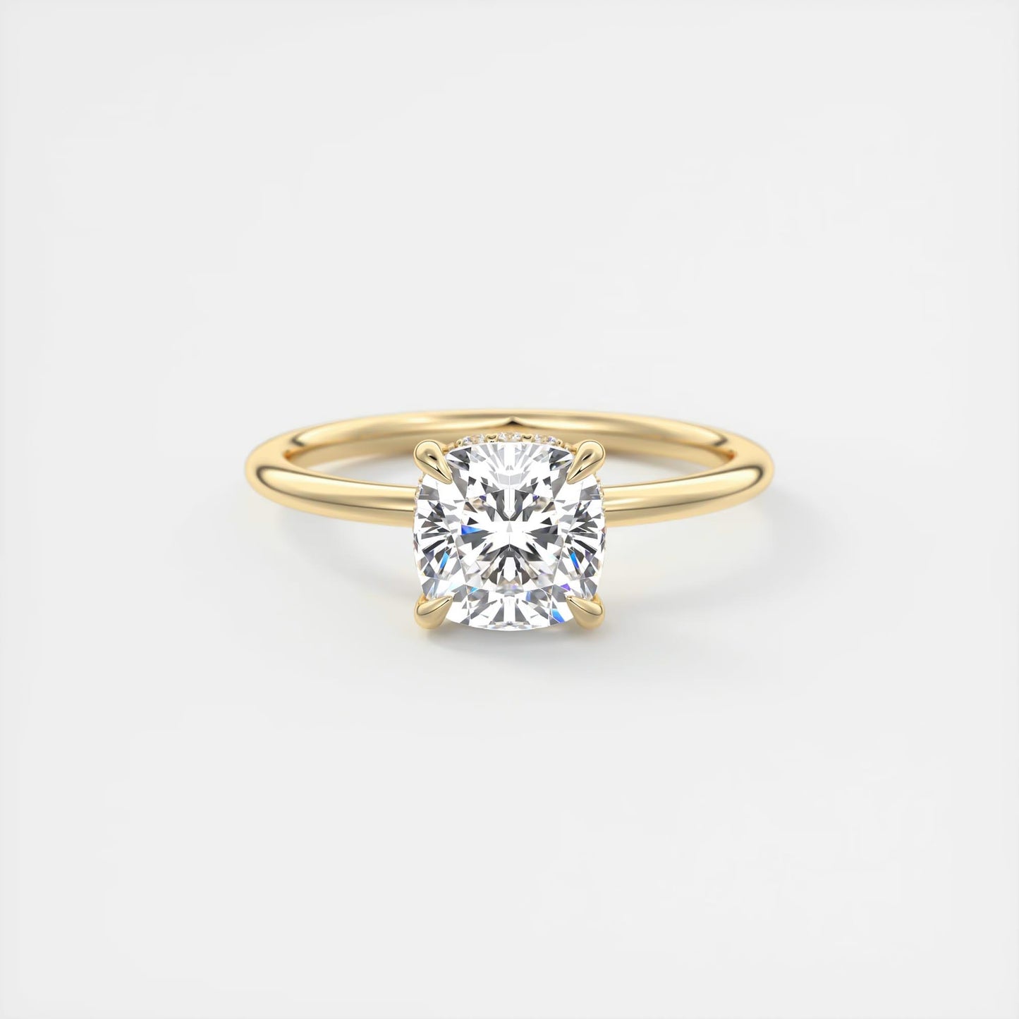Aurora Hidden Halo Cushion Cut Diamond Engagement Ring