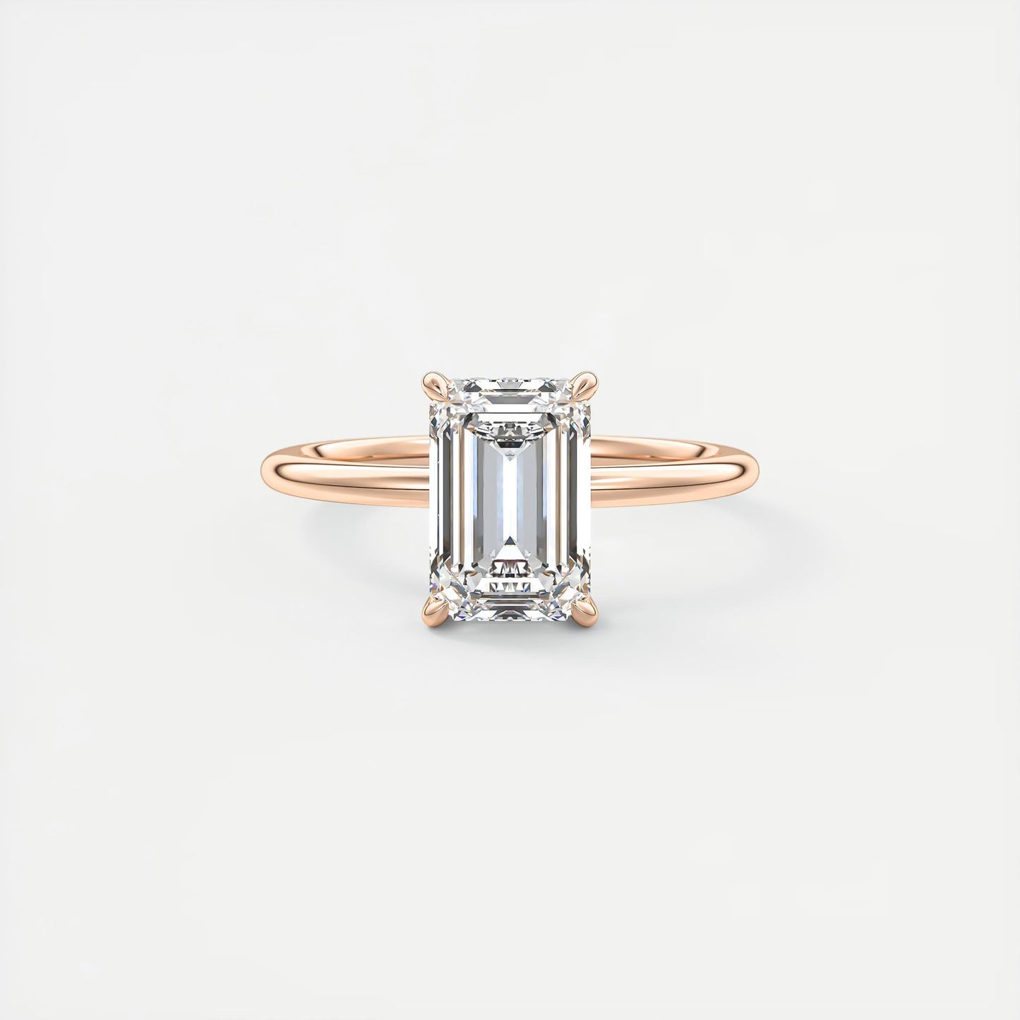 Aurora Hidden Halo Emerald Cut Diamond Engagement Ring