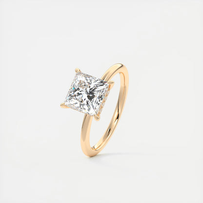 Aurora Hidden Halo Princess Cut Diamond Engagement Ring