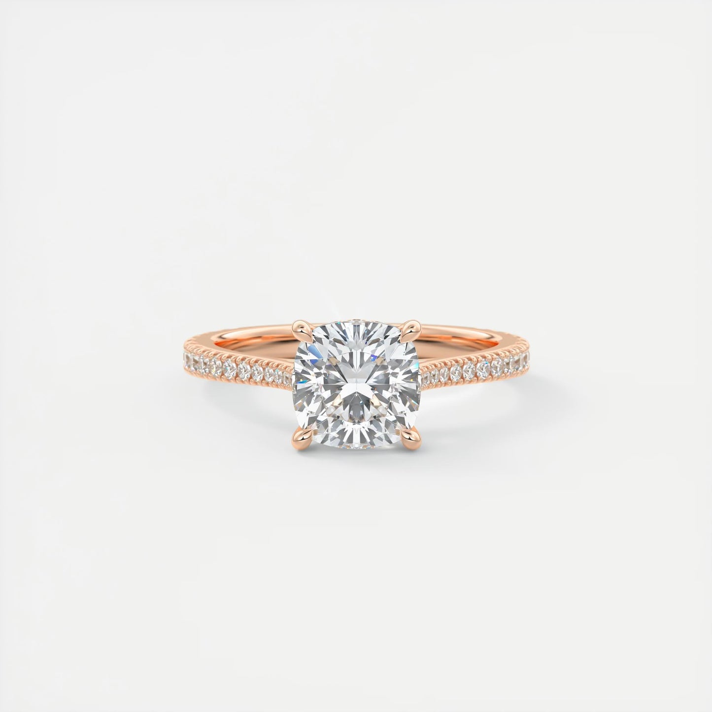 Cathedra Hidden Halo Cushion Cut Diamond Engagement Ring