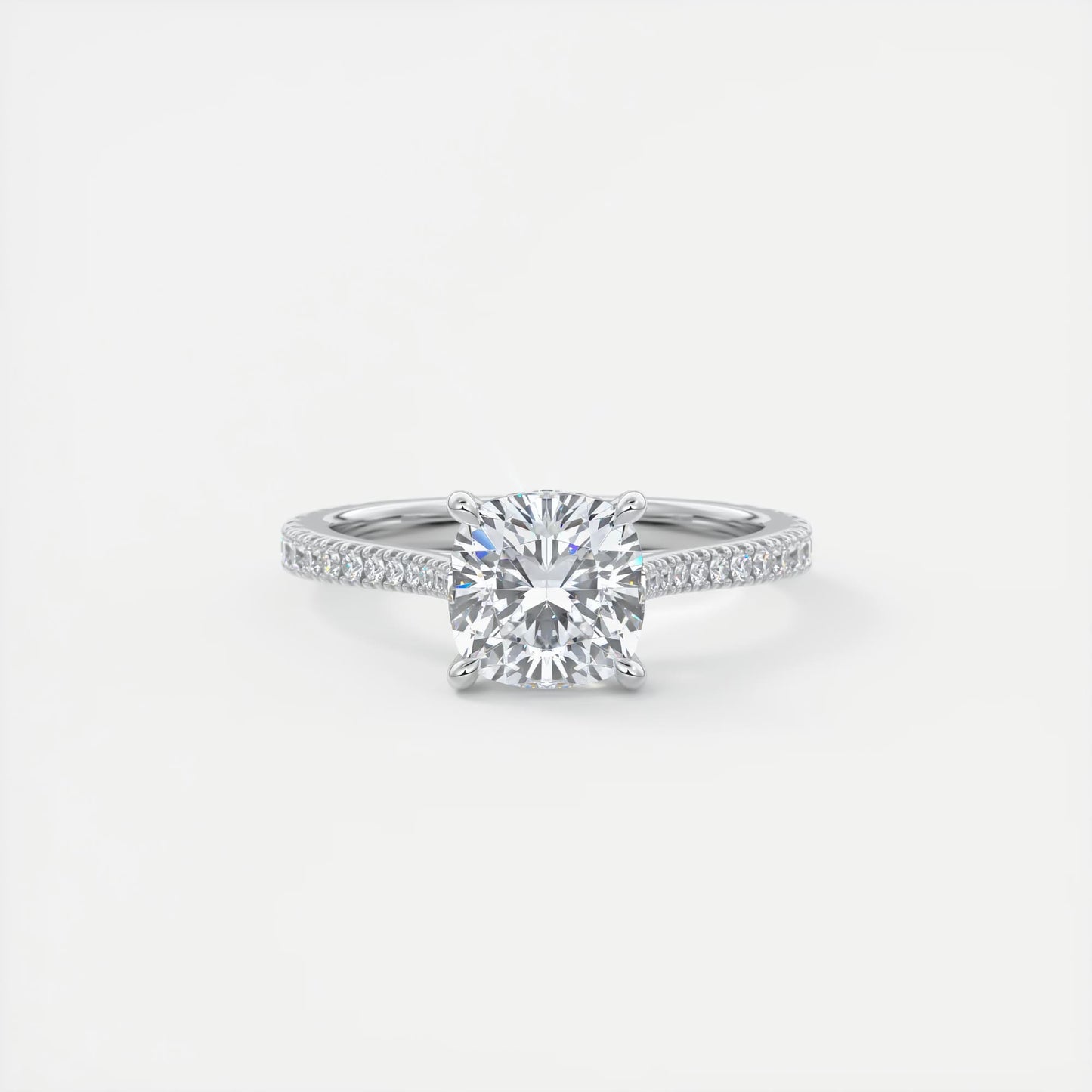 Cathedra Hidden Halo Cushion Cut Diamond Engagement Ring
