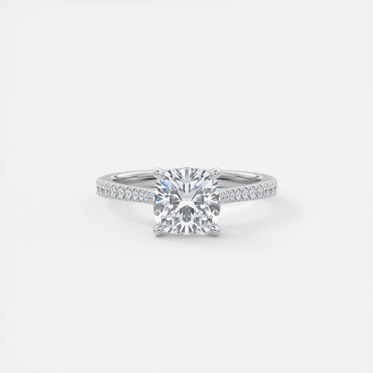 Cathedra Hidden Halo Cushion Cut Diamond Engagement Ring