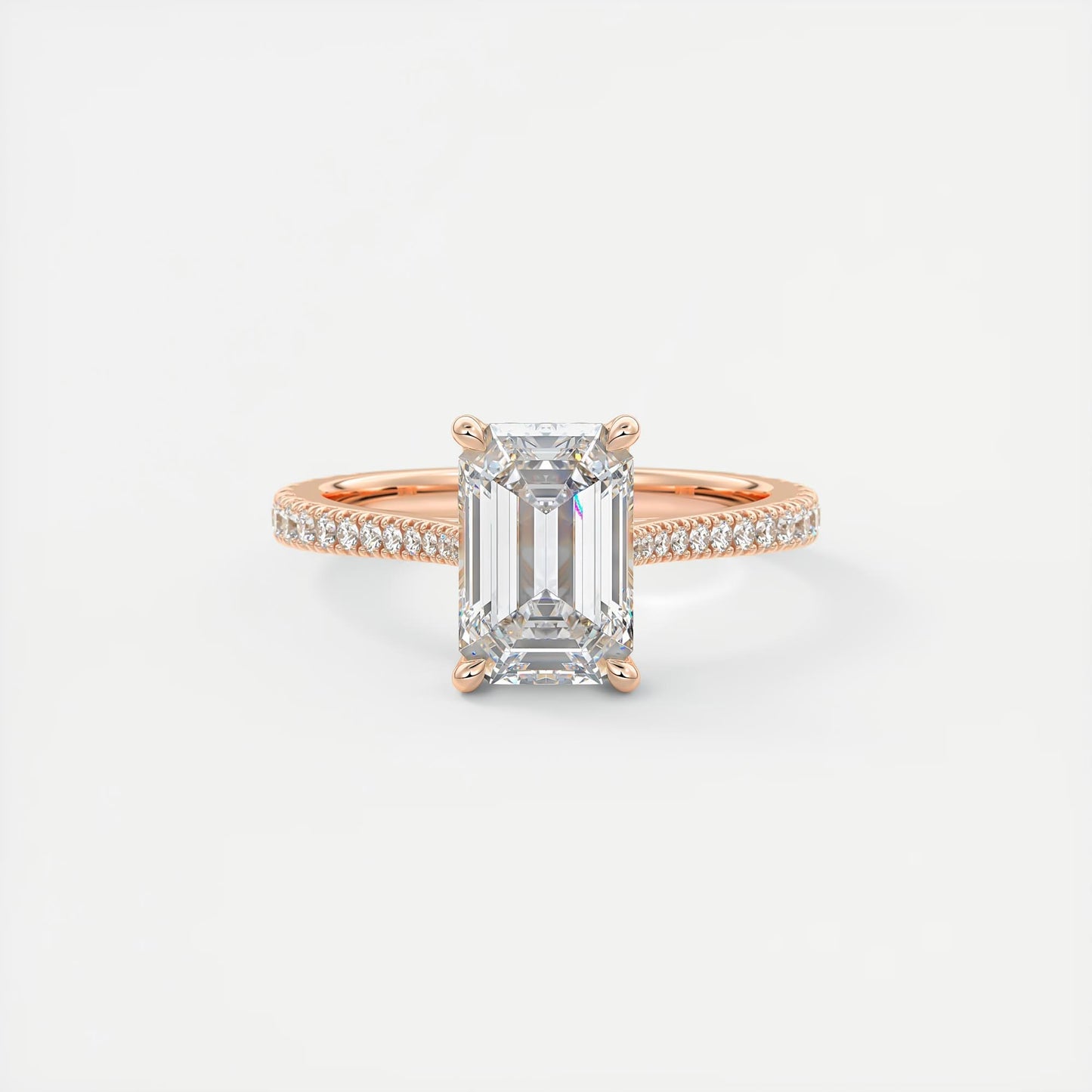 Cathedra Hidden Halo Emerald Cut Diamond Engagement Ring