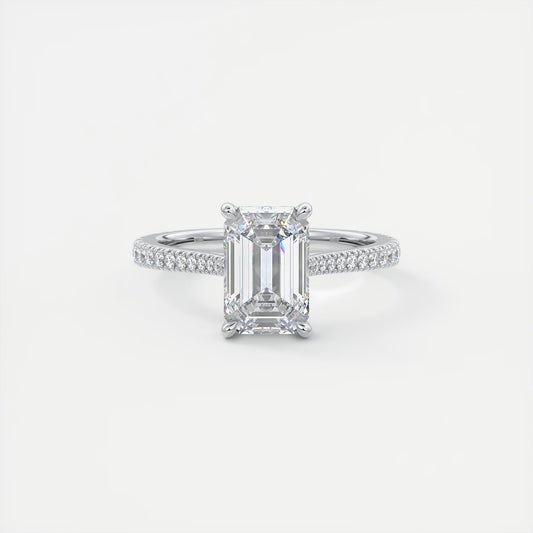 Cathedra Hidden Halo Emerald Cut Diamond Engagement Ring