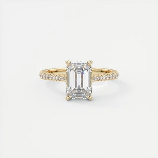 Cathedra Hidden Halo Emerald Cut Diamond Engagement Ring