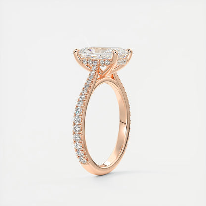 Cathedra Hidden Halo Radiant Cut Diamond Engagement Ring