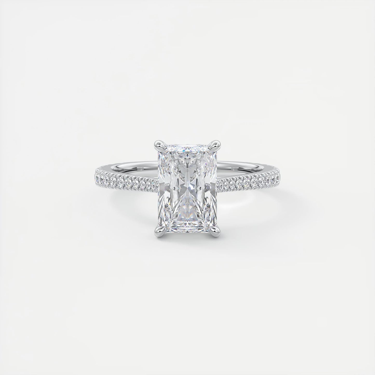 Cathedra Hidden Halo Radiant Cut Diamond Engagement Ring