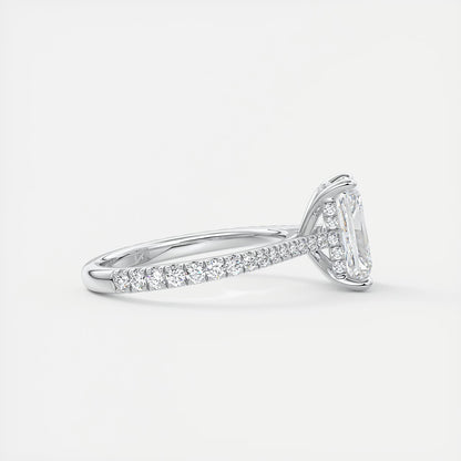 Cathedra Hidden Halo Radiant Cut Diamond Engagement Ring