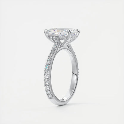 Cathedra Hidden Halo Radiant Cut Diamond Engagement Ring