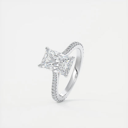 Cathedra Hidden Halo Radiant Cut Diamond Engagement Ring