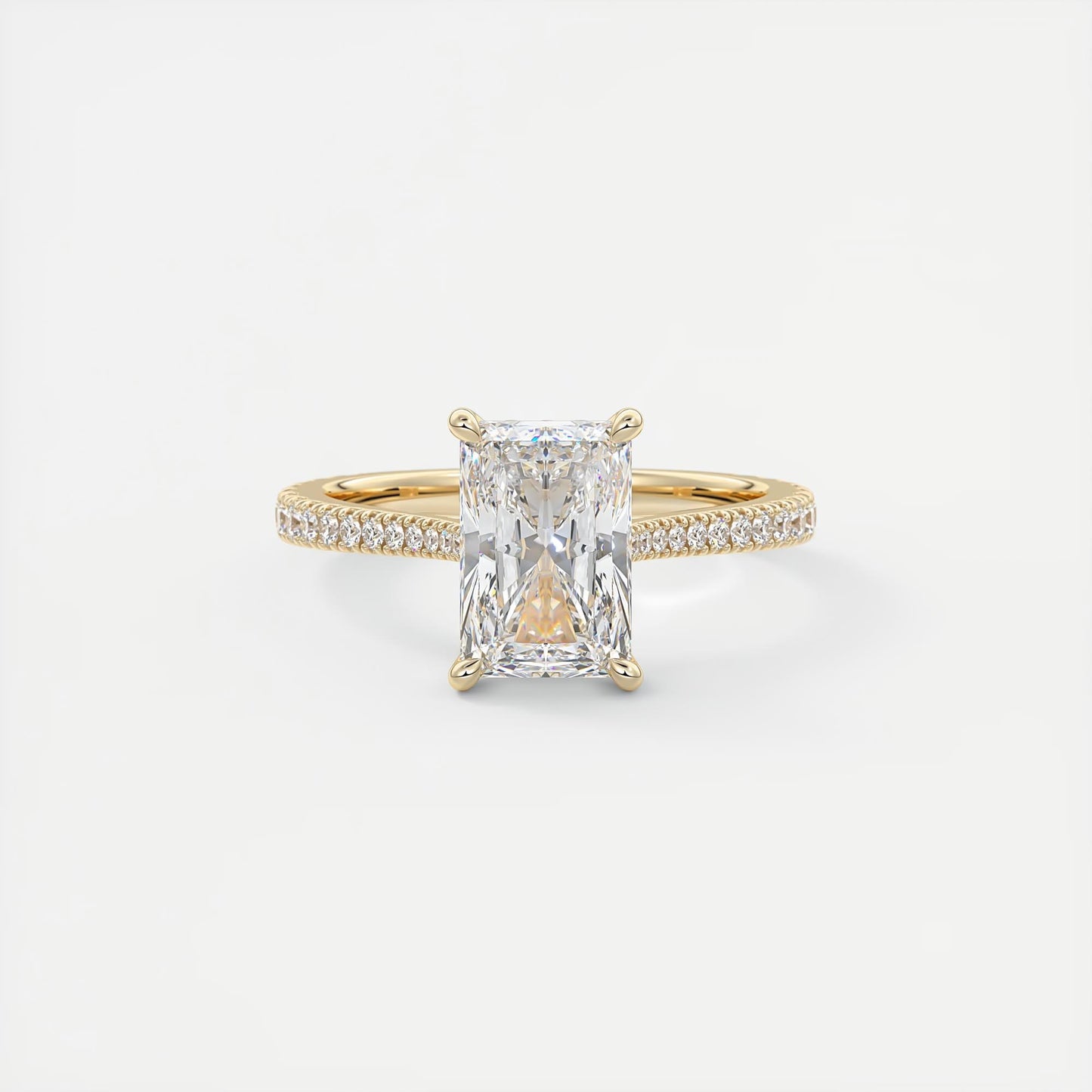 Cathedra Hidden Halo Radiant Cut Diamond Engagement Ring