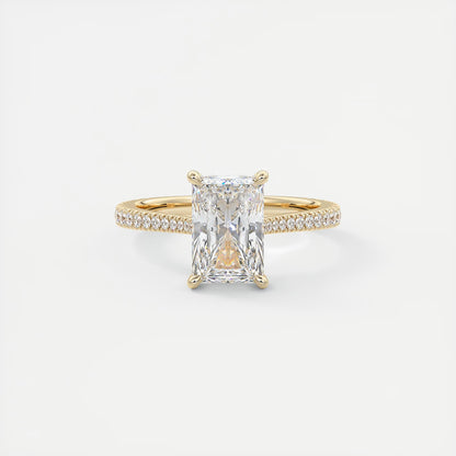 Cathedra Hidden Halo Radiant Cut Diamond Engagement Ring
