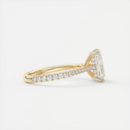 Cathedra Hidden Halo Radiant Cut Diamond Engagement Ring