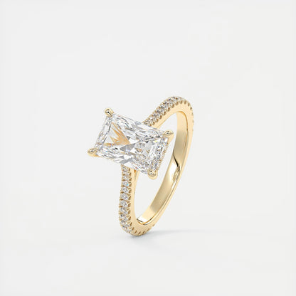 Cathedra Hidden Halo Radiant Cut Diamond Engagement Ring