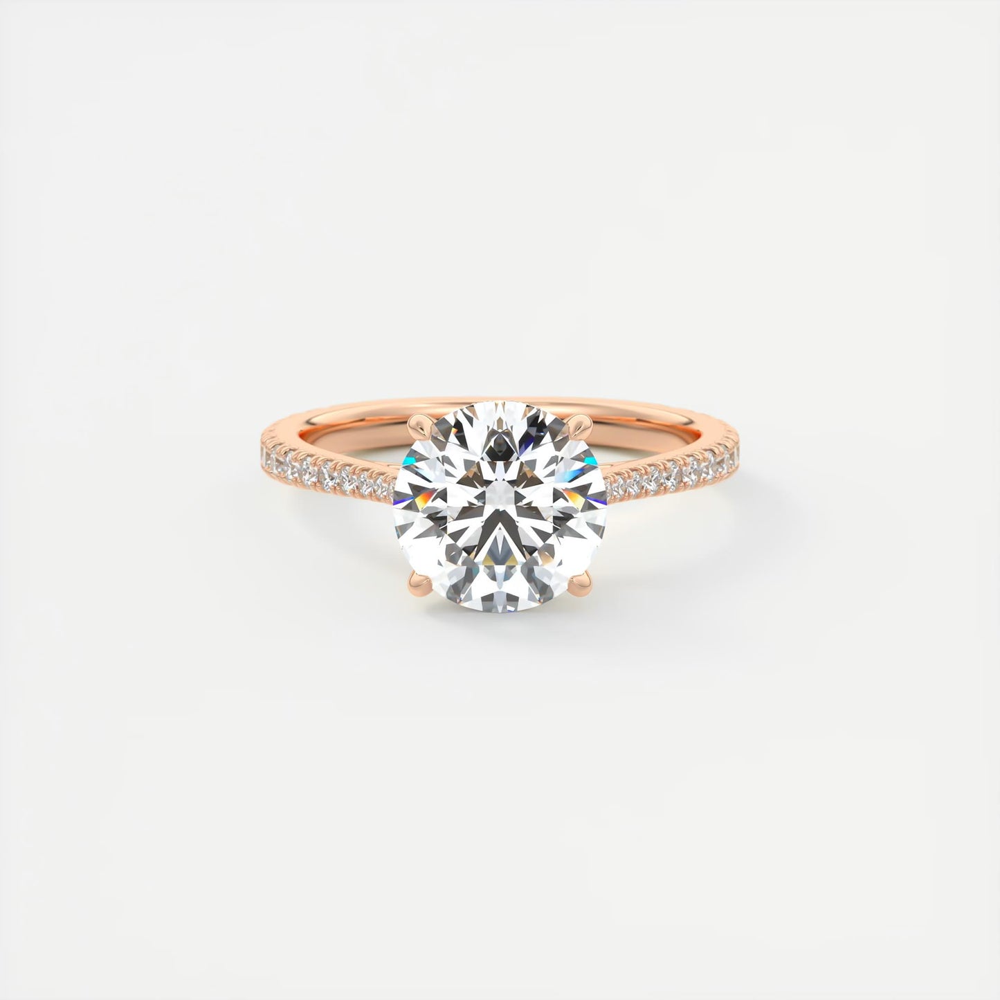 Cathedra Hidden Halo Round Cut Diamond Engagement Ring