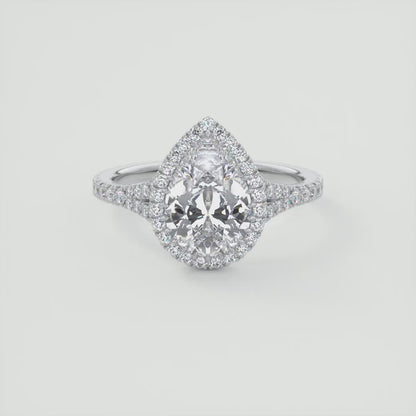 Grace Halo Pear Shape Diamond Engagement Ring