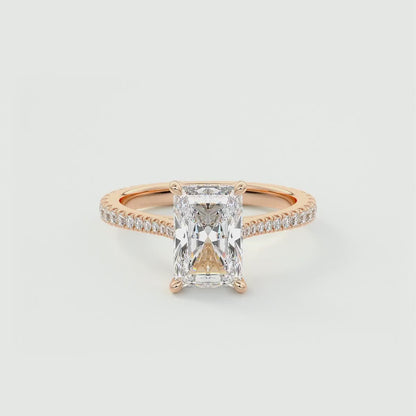 Cathedra Hidden Halo Radiant Cut Diamond Engagement Ring