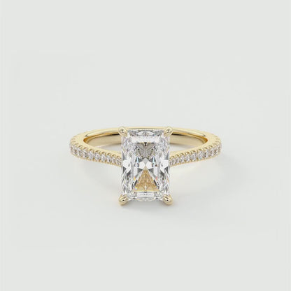 Cathedra Hidden Halo Radiant Cut Diamond Engagement Ring