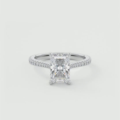 Cathedra Hidden Halo Radiant Cut Diamond Engagement Ring